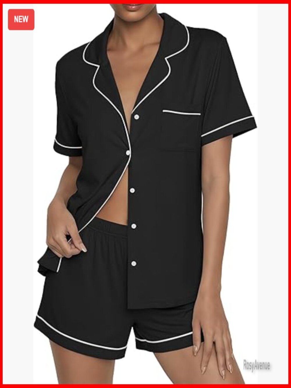 Women's Pajama Sets Button Up Short Sleeve Sleepwear 2 Piece Lounge Set S-XXL